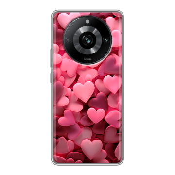 Силиконовый чехол на Realme 11 Pro с принтом розовые сердечки