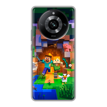Силиконовый чехол на Realme 11 Pro с принтом Майнкрафт Minecraft Силиконовый чехол на Realme 11 Pro с принтом Майнкрафт Minecraft