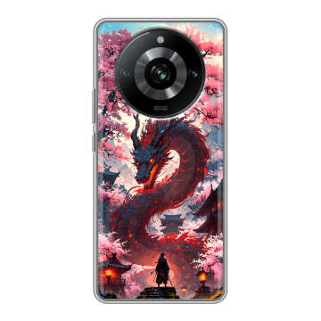 Силиконовый чехол на Realme 11 Pro с принтом Дракон Японский