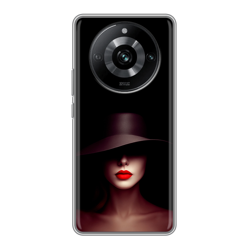 Силиконовый противоударный чехол на Realme 11 Pro с принтом Девушка в шляпе Силиконовый противоударный чехол на Realme 11 Pro с принтом Девушка в шляпе