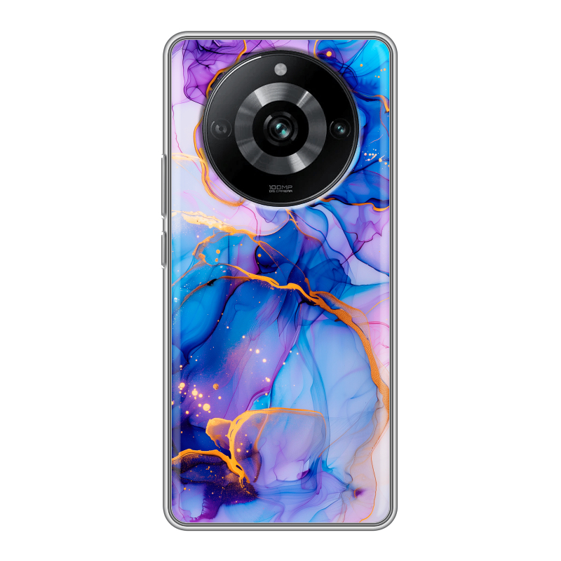 Силиконовый чехол на Realme 11 Pro с принтом синий мрамор Силиконовый чехол на Realme 11 Pro с принтом синий мрамор
