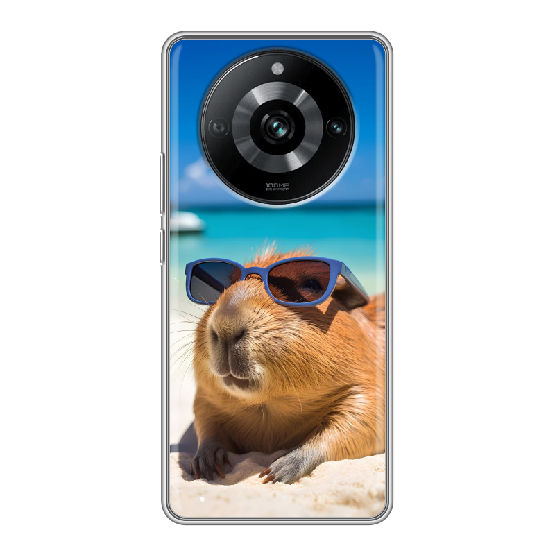Силиконовый противоударный чехол на Realme 11 Pro с принтом Капибара Силиконовый противоударный чехол на Realme 11 Pro с принтом Капибара
