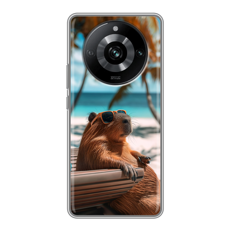 Силиконовый противоударный чехол на Realme 11 Pro с принтом Капибара Силиконовый противоударный чехол на Realme 11 Pro с принтом Капибара