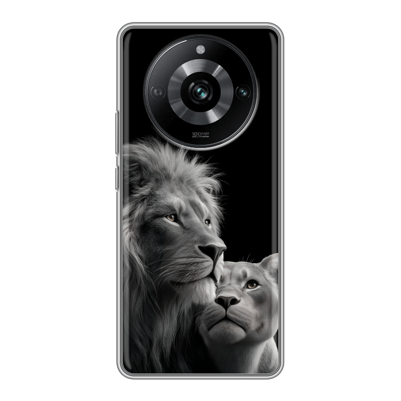 Силиконовый противоударный чехол на Realme 11 Pro с принтом Лев кошки Силиконовый противоударный чехол на Realme 11 Pro с принтом Лев кошки