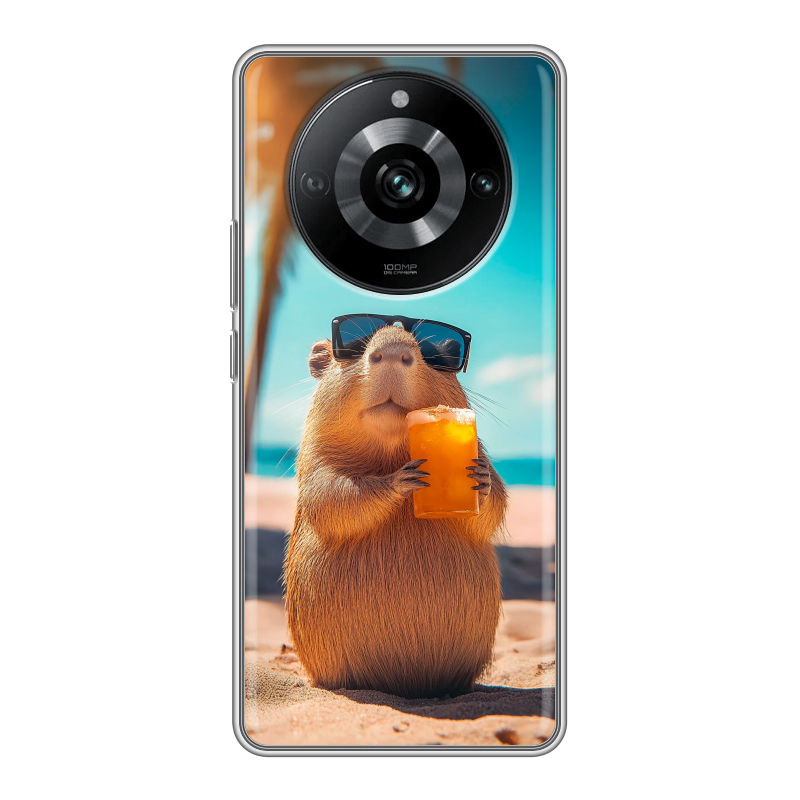 Силиконовый противоударный чехол на Realme 11 Pro с принтом Капибара Силиконовый противоударный чехол на Realme 11 Pro с принтом Капибара