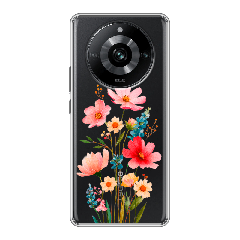 Силиконовый противоударный чехол на Realme 11 Pro с принтом Цветы Силиконовый противоударный чехол на Realme 11 Pro с принтом Цветы