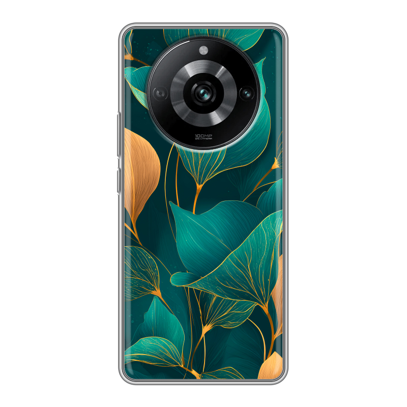 Силиконовый чехол на Realme 11 Pro с принтом Листья и золото Силиконовый чехол на Realme 11 Pro с принтом Листья и золото
