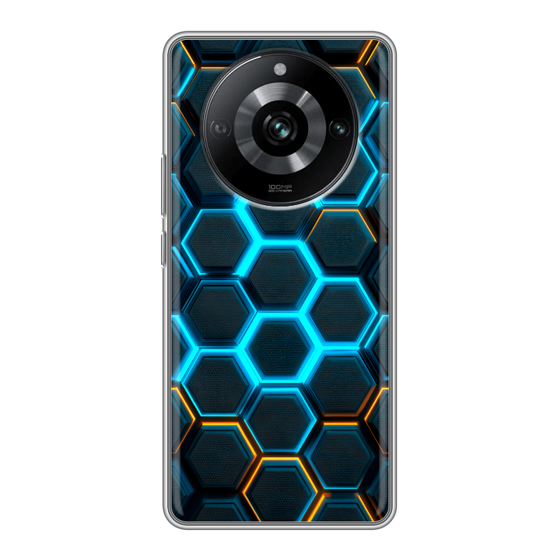 Силиконовый чехол на Realme 11 Pro с принтом Неоновые соты Силиконовый чехол на Realme 11 Pro с принтом Неоновые соты