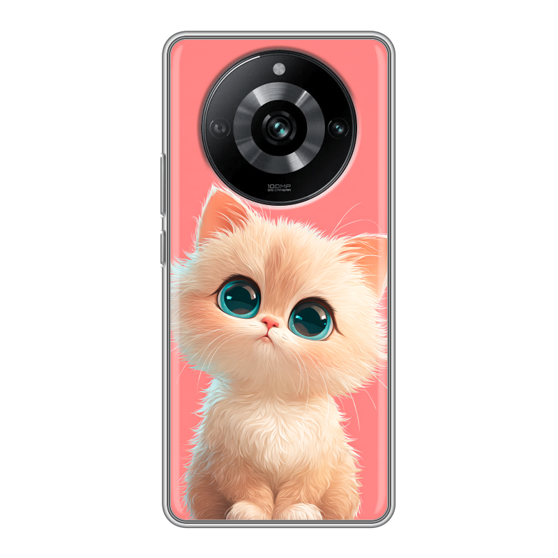Силиконовый противоударный чехол на Realme 11 Pro с принтом Розовый котенок Силиконовый противоударный чехол на Realme 11 Pro с принтом Розовый котенок