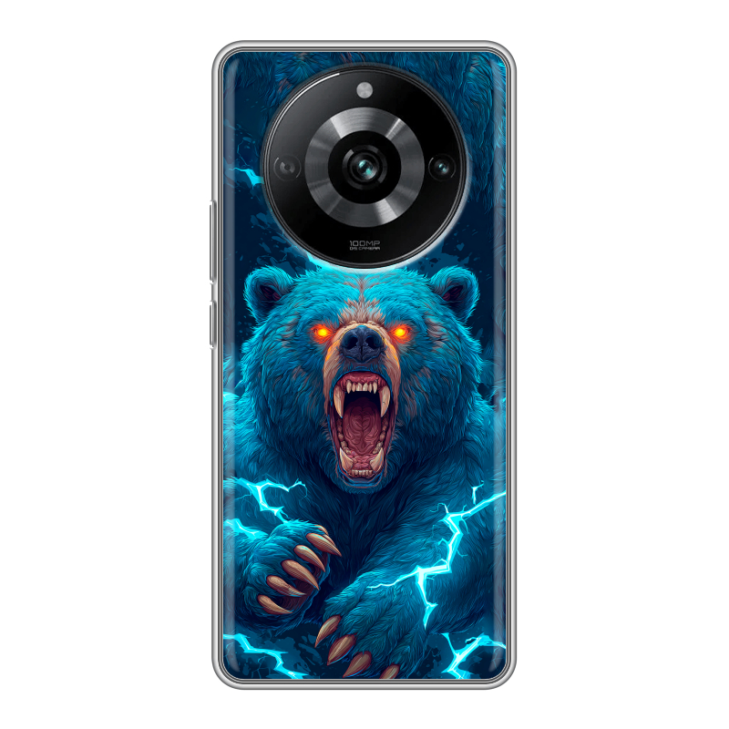 Силиконовый чехол на Realme 11 Pro с принтом Медведь Силиконовый чехол на Realme 11 Pro с принтом Медведь