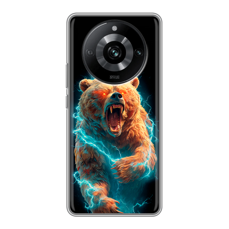 Силиконовый противоударный чехол на Realme 11 Pro с принтом Медведь Силиконовый противоударный чехол на Realme 11 Pro с принтом Медведь