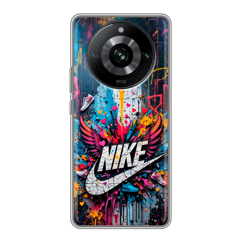 Силиконовый противоударный чехол на Realme 11 Pro с принтом Nike Найк Силиконовый противоударный чехол на Realme 11 Pro с принтом Nike Найк