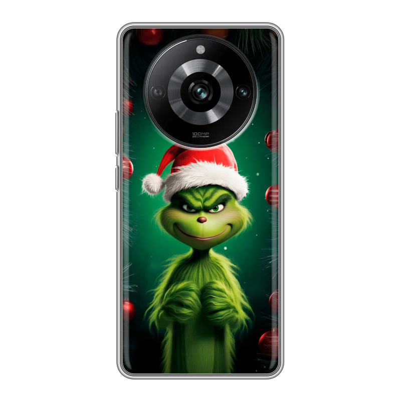 Силиконовый чехол на Realme 11 Pro с принтом Гринч Новый год Рождество Силиконовый чехол на Realme 11 Pro с принтом Гринч Новый год Рождество