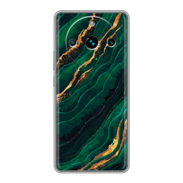 Силиконовый чехол на Realme 11 Pro Plus с принтом Мрамор зеленое золото Силиконовый чехол на Realme 11 Pro Plus с принтом Мрамор зеленое золото