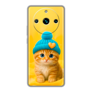 Силиконовый чехол на Realme 11 Pro Plus с принтом Котенок в шапке