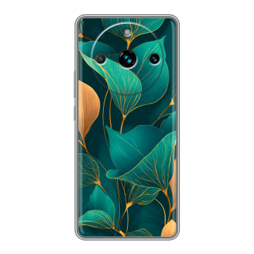 Силиконовый чехол на Realme 11 Pro Plus с принтом Листья и золото