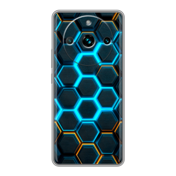 Силиконовый чехол на Realme 11 Pro Plus с принтом Неоновые соты