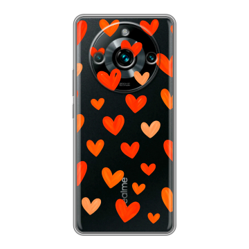 Силиконовый чехол на Realme 11 Pro Plus с принтом Сердечки