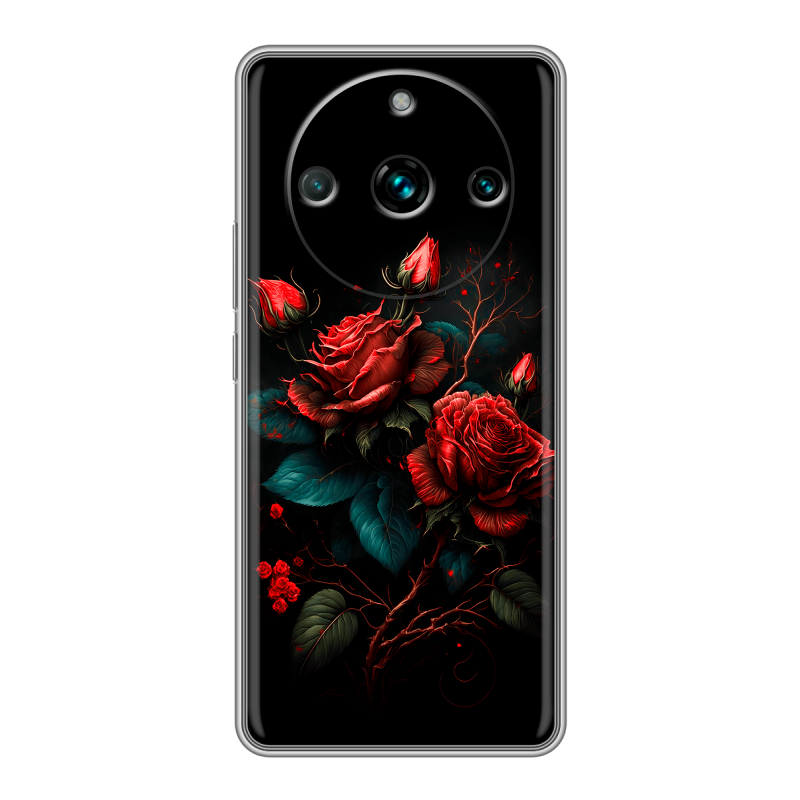 Силиконовый чехол на Realme 11 Pro Plus с принтом Розы красные Силиконовый чехол на Realme 11 Pro Plus с принтом Розы красные