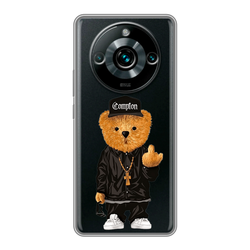 Силиконовый противоударный чехол на Realme 11 Pro Plus с принтом Мишка Силиконовый противоударный чехол на Realme 11 Pro Plus с принтом Мишка