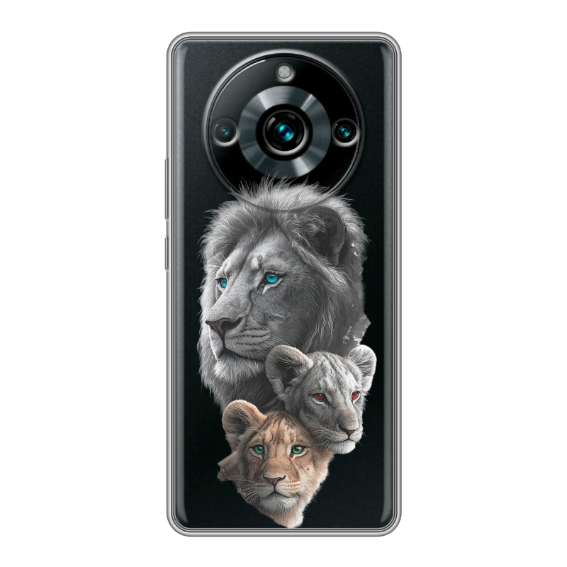 Силиконовый противоударный чехол на Realme 11 Pro Plus с принтом Львы Силиконовый противоударный чехол на Realme 11 Pro Plus с принтом Львы