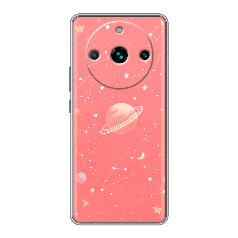 Силиконовый противоударный чехол на Realme 11 Pro Plus с принтом Розовый космос Силиконовый противоударный чехол на Realme 11 Pro Plus с принтом Розовый космос