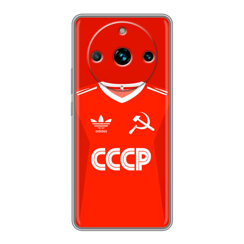 Силиконовый противоударный чехол на Realme 11 Pro Plus с принтом Флаг Герб СССР Силиконовый противоударный чехол на Realme 11 Pro Plus с принтом Флаг Герб СССР