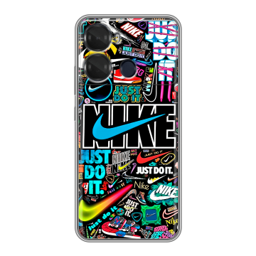 Силиконовый чехол на Itel P40 с принтом найк nike черный Силиконовый чехол на Itel P40 с принтом найк nike черный