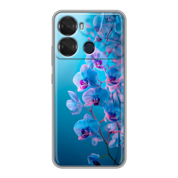 Силиконовый чехол на Itel P40 с принтом голубые орхидеи Силиконовый чехол на Itel P40 с принтом голубые орхидеи