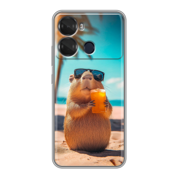 Силиконовый чехол на Itel P40 с принтом Капибара Силиконовый чехол на Itel P40 с принтом Капибара