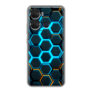 Силиконовый чехол на Itel P40 с принтом Неоновые соты