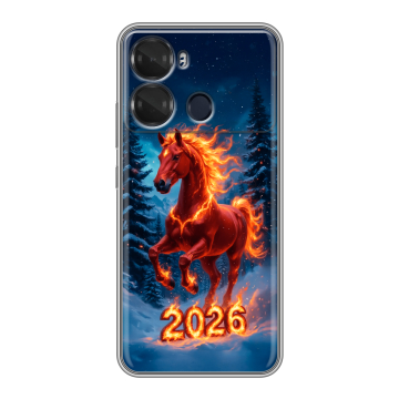 Силиконовый чехол на Itel P40 с принтом Новый год коня