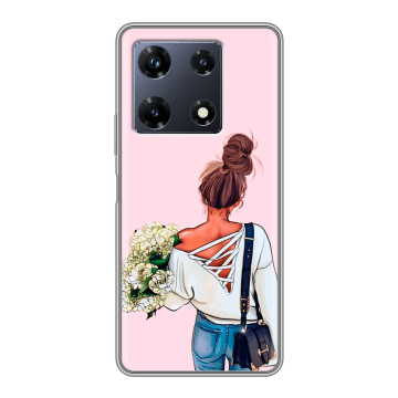 Силиконовый чехол на Infinix Note 30 Pro с принтом Девушка и букет Силиконовый чехол на Infinix Note 30 Pro с принтом Девушка и букет