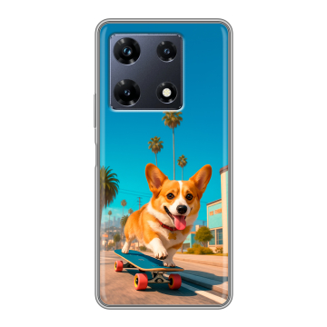 Силиконовый чехол на Infinix Note 30 Pro с принтом Корги на скейте