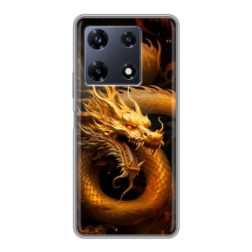 Силиконовый чехол на Infinix Note 30 Pro с принтом Золотой дракон
