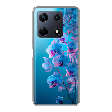 Силиконовый чехол на Infinix Note 30 Pro с принтом голубые орхидеи Силиконовый чехол на Infinix Note 30 Pro с принтом голубые орхидеи