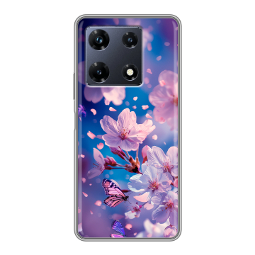 Силиконовый чехол на Infinix Note 30 Pro с принтом цветы бабочки Силиконовый чехол на Infinix Note 30 Pro с принтом цветы бабочки