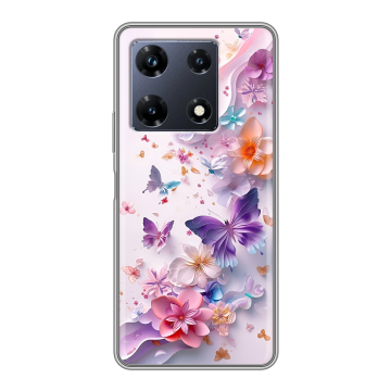 Силиконовый чехол на Infinix Note 30 Pro с принтом цветы бабочки Силиконовый чехол на Infinix Note 30 Pro с принтом цветы бабочки