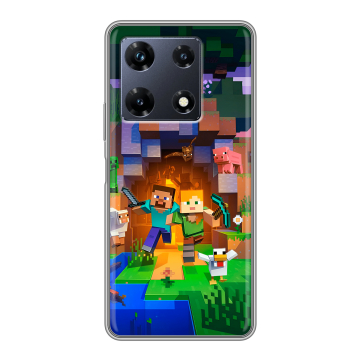 Силиконовый чехол на Infinix Note 30 Pro с принтом Майнкрафт Minecraft