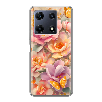 Силиконовый чехол на Infinix Note 30 Pro с принтом Цветы и бабочки Силиконовый чехол на Infinix Note 30 Pro с принтом Цветы и бабочки