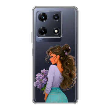 Силиконовый чехол на Infinix Note 30 Pro с принтом девушка цветы Силиконовый чехол на Infinix Note 30 Pro с принтом девушка цветы