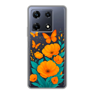 Силиконовый чехол на Infinix Note 30 Pro с принтом цветы бабочки Силиконовый чехол на Infinix Note 30 Pro с принтом цветы бабочки