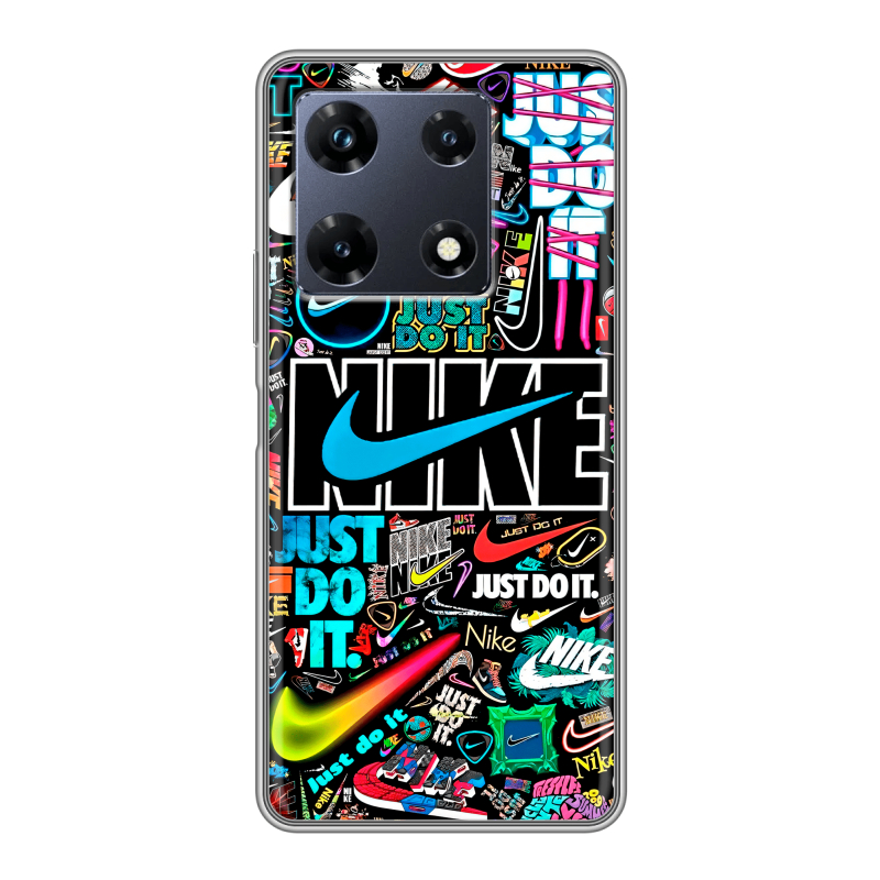 Силиконовый чехол на Infinix Note 30 Pro с принтом найк nike черный Силиконовый чехол на Infinix Note 30 Pro с принтом найк nike черный