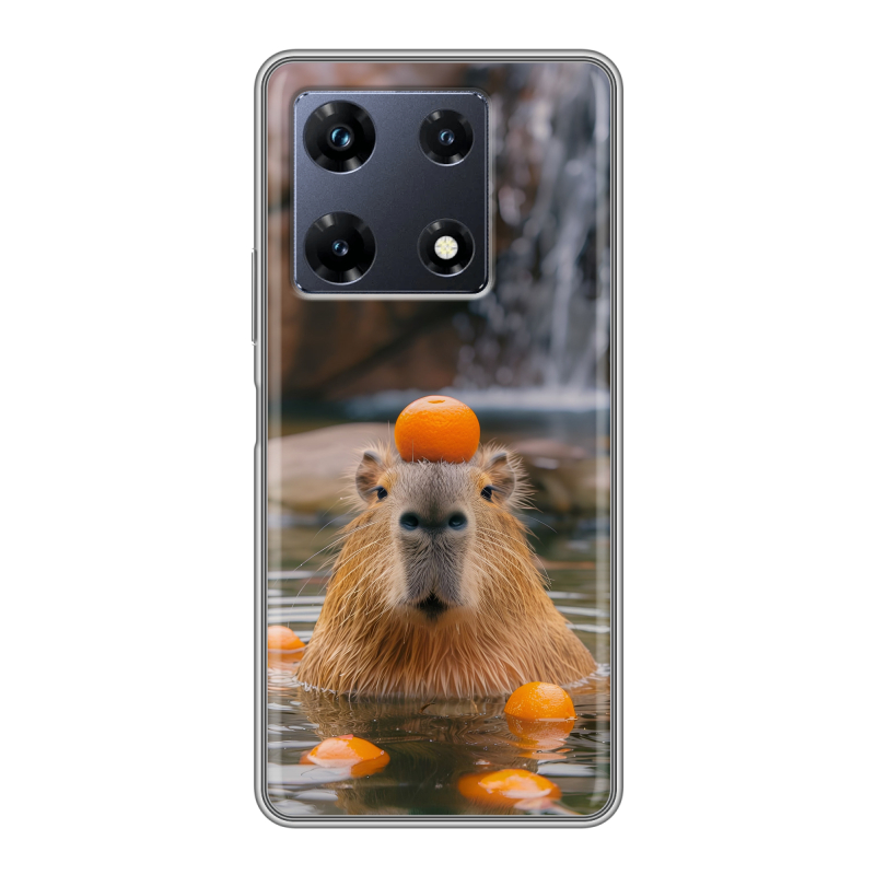 Силиконовый чехол на Infinix Note 30 Pro с принтом Капибара с апельсином Силиконовый чехол на Infinix Note 30 Pro с принтом Капибара с апельсином