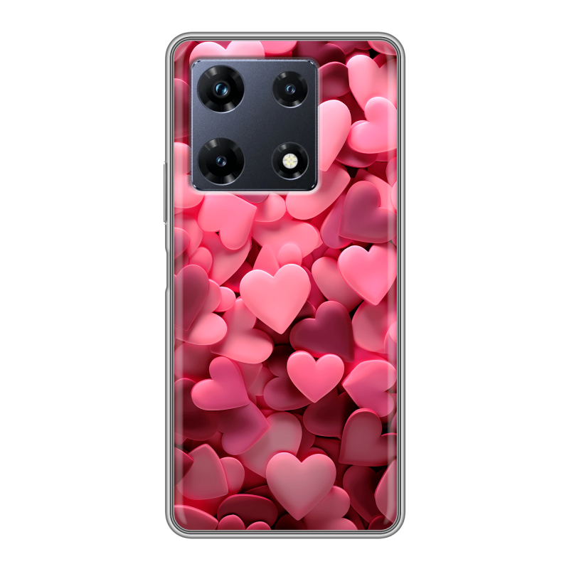 Силиконовый чехол на Infinix Note 30 Pro с принтом розовые сердечки Силиконовый чехол на Infinix Note 30 Pro с принтом розовые сердечки