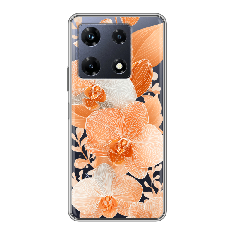 Силиконовый чехол на Infinix Note 30 Pro с принтом Бежевые цветы Силиконовый чехол на Infinix Note 30 Pro с принтом Бежевые цветы