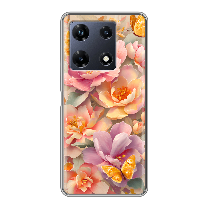 Силиконовый чехол на Infinix Note 30 Pro с принтом Цветы и бабочки Силиконовый чехол на Infinix Note 30 Pro с принтом Цветы и бабочки