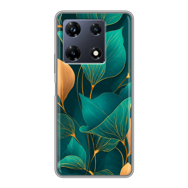 Силиконовый чехол на Infinix Note 30 Pro с принтом Листья и золото Силиконовый чехол на Infinix Note 30 Pro с принтом Листья и золото