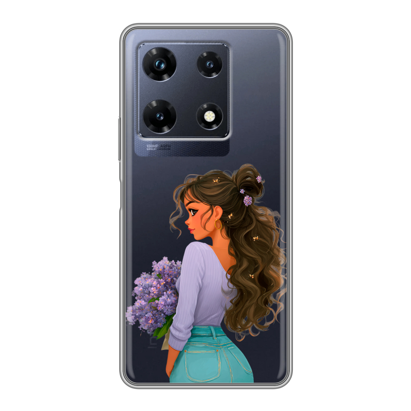 Силиконовый чехол на Infinix Note 30 Pro с принтом девушка цветы Силиконовый чехол на Infinix Note 30 Pro с принтом девушка цветы