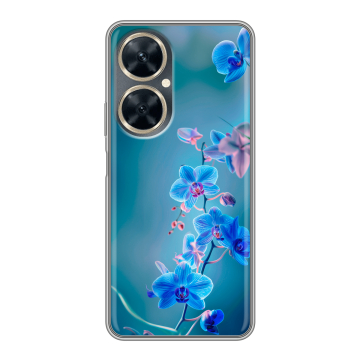 Силиконовый чехол на Huawei Nova 11i с принтом Голубые цветы Силиконовый чехол на Huawei Nova 11i с принтом Голубые цветы